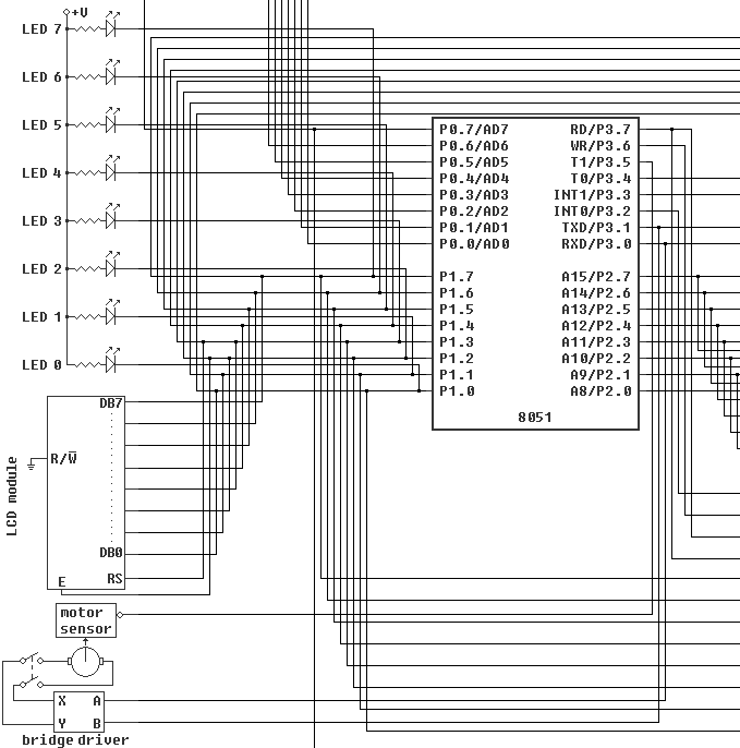 Schemat połączeń EdSim51 – Motor i porty